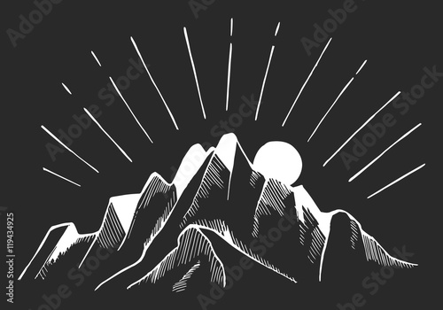 Hand drawn mountains. Vector illustration