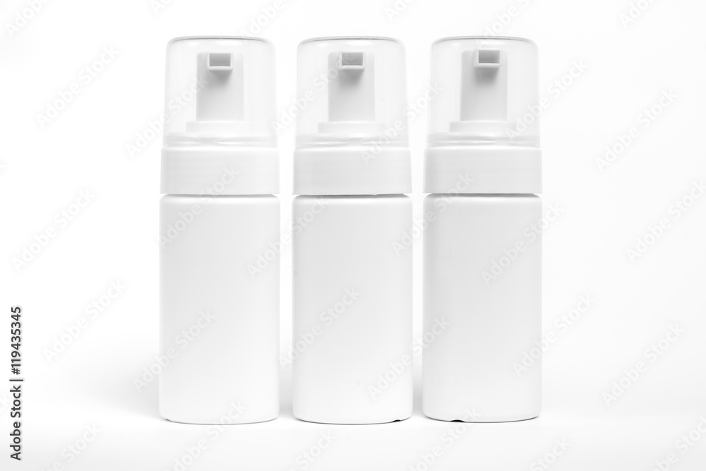 Plastic bottle of skin care product on white background
Plastic bottle of skin care product on white background