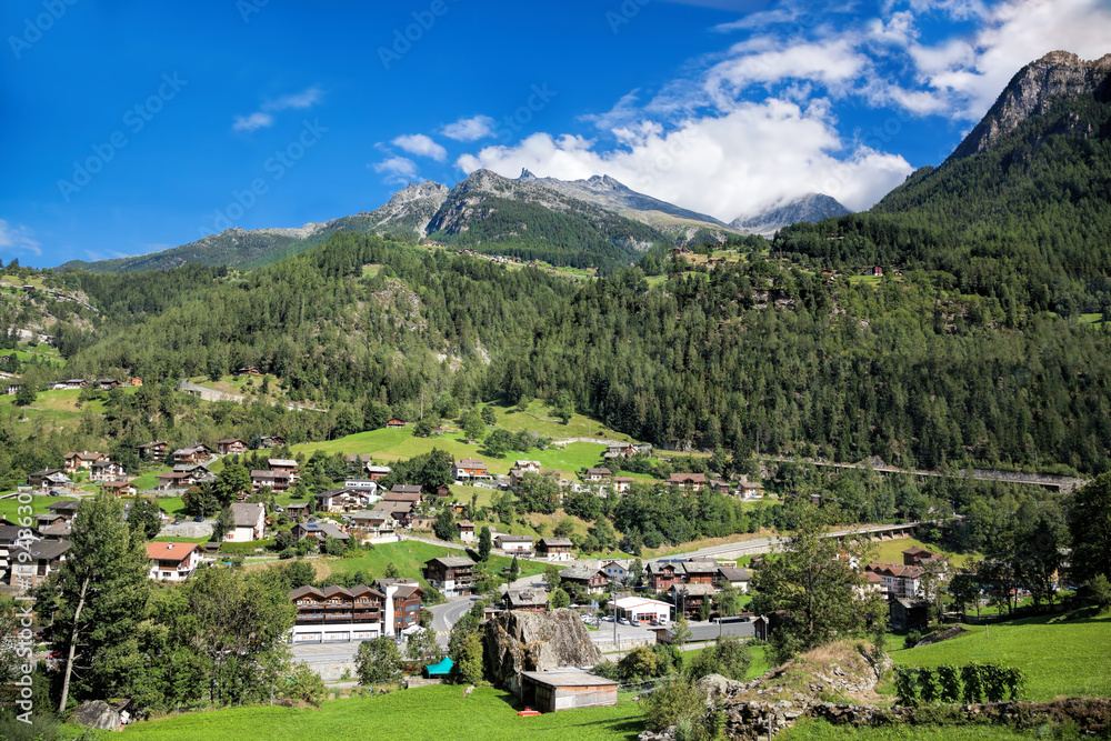 Village in Swiss Alps, Zermatt area