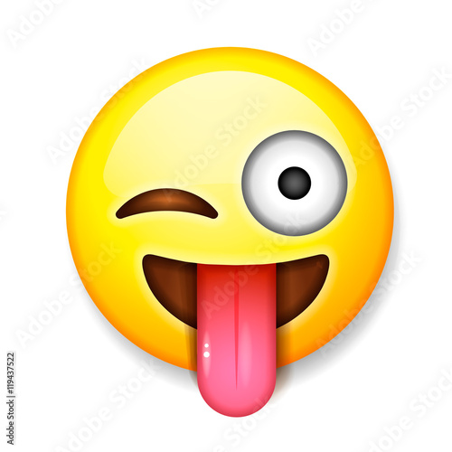 Emoji, smiling face with stuck-out tongue and winking eye