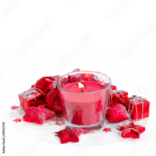 christmas candle with red decorations
