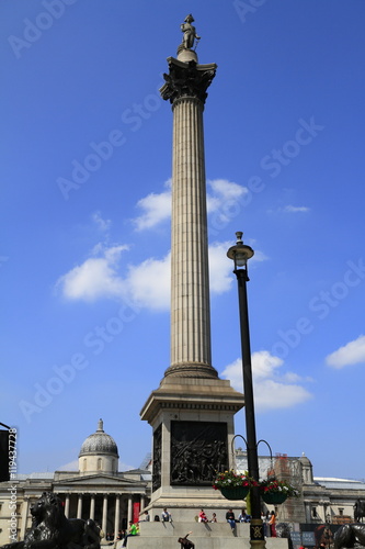 Nelson Column monument in Trafalgar Square in London photo