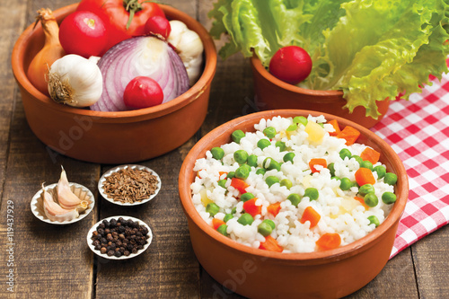 Rizi bizi - rice with vegetables photo