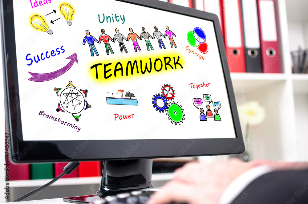 Teamwork concept on a computer screen Teamwork concept on a computer screen