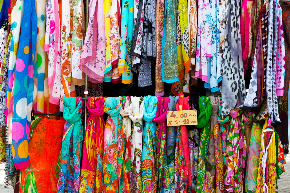 Colorful silk scarves