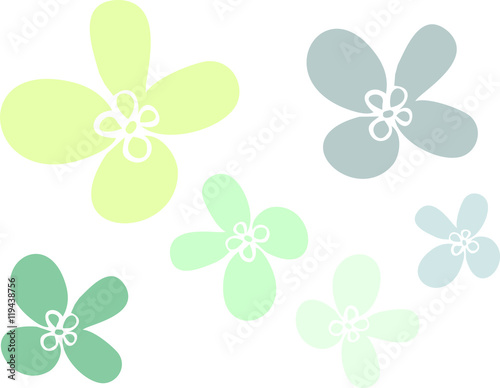Simple flowers of several sizes of green color