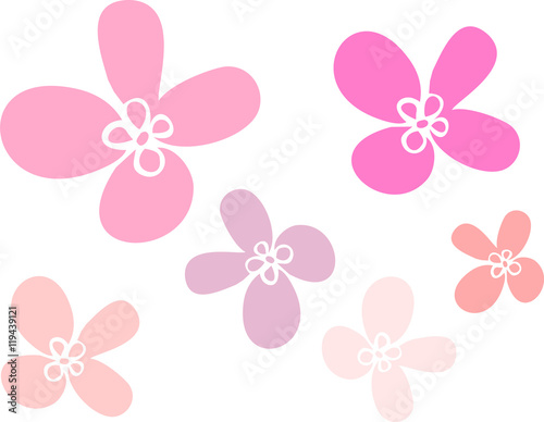 Simple flowers of several sizes of rosy color