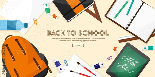Back to school.Vector illustration.Flat style.Education and online courses, web tutorials, e-learning. Study,creative process. Power of knowledge.