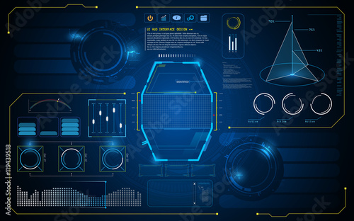 Fototapeta Naklejka Na Ścianę i Meble -  abstract HUD interface UI future virtual artificial intelligence innovation concept design background template