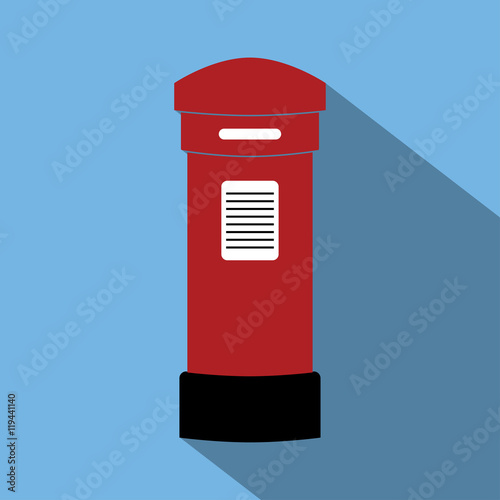 london post box long shadow flat vector