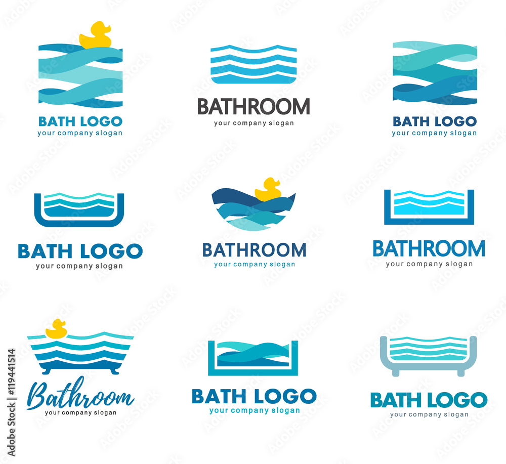 A collection of logos for water, bathroom and plumbing. Water Association. 