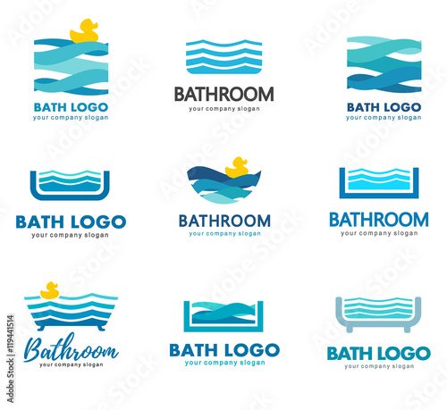 A collection of logos for water, bathroom and plumbing. Water Association. 