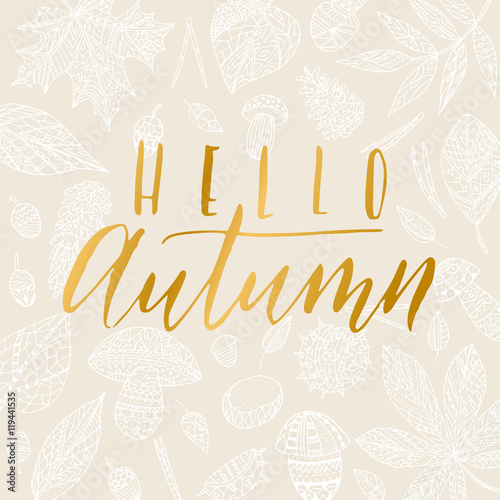 Hello autumn card.