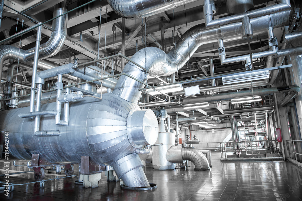 Equipment and piping as found inside of industrial thermal power Equipment and piping as found inside of industrial thermal power