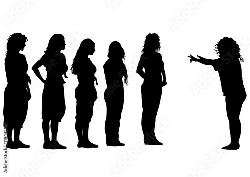 Young women in fitness classes on white background