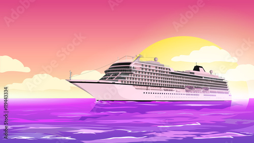 Wallpaper Mural Cruise ship. Holiday travel poster. Vector illustration. Torontodigital.ca