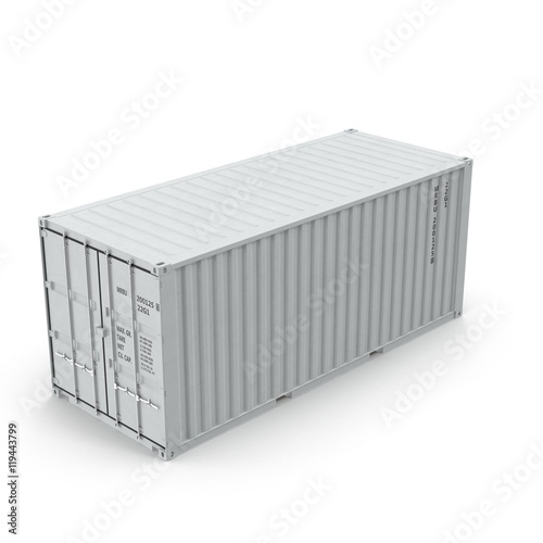 Cargo container on the white 3D Illustration