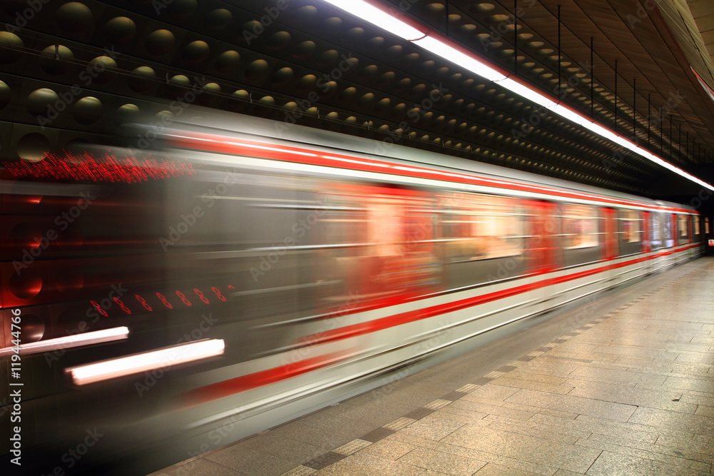 Prague subway in motion Prague subway in motion