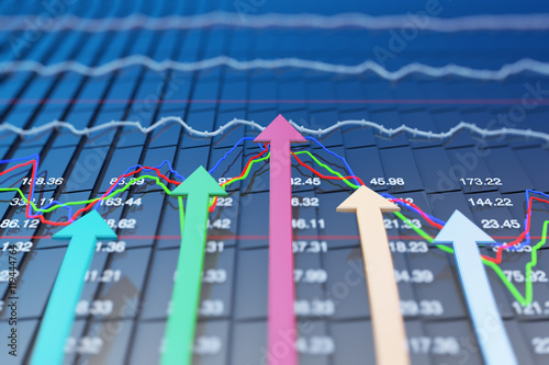Obraz na płótnie Economy arrows and histograms
