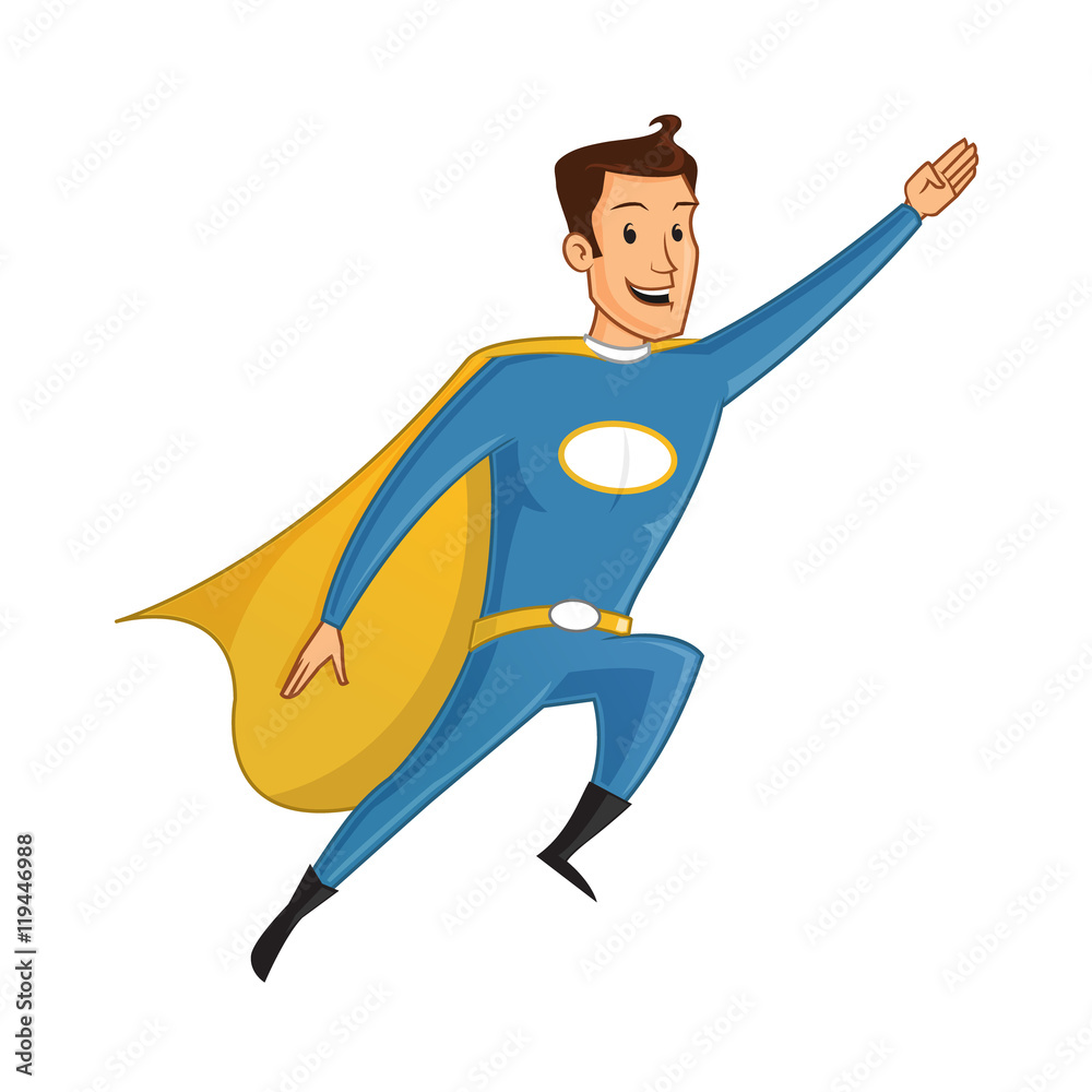 Flying superhero cartoon character vector illustration Stock Vector | Adobe  Stock