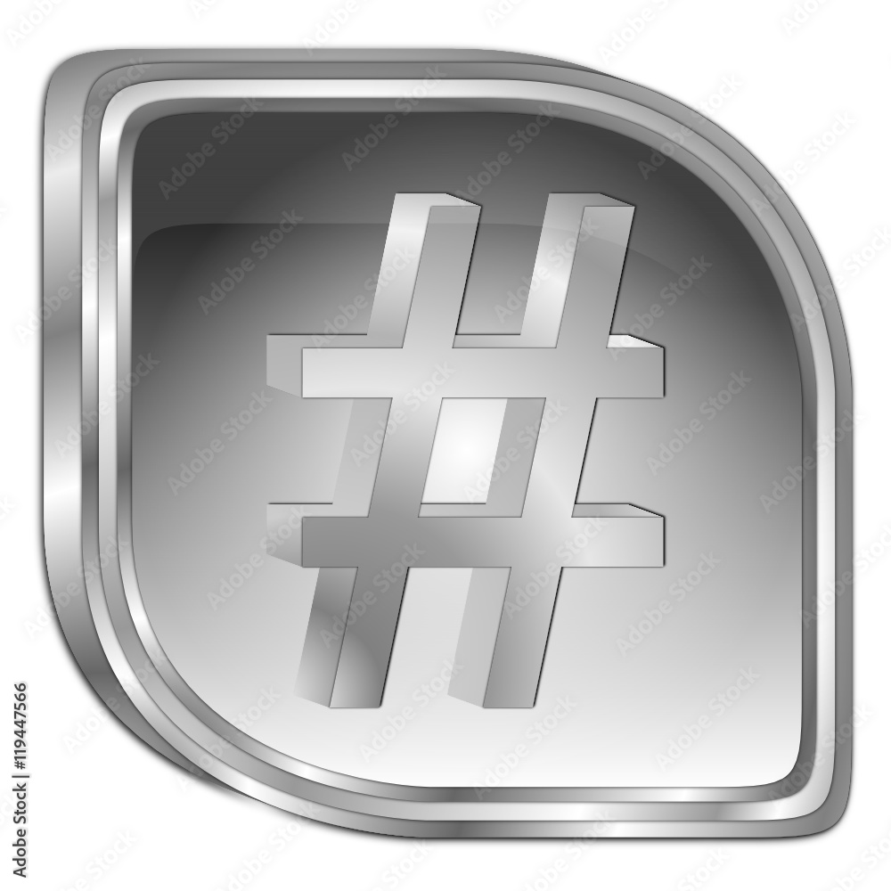 Fototapeta premium Hashtag Button - 3D illustration