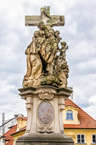 Statue on Charles Bridge (Karluv most, 1357). Prague, Czech Rep.