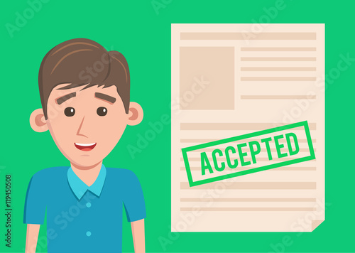 Accepted paper document. Cartoon Vector illustration