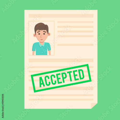 Accepted paper document. Cartoon Vector illustration