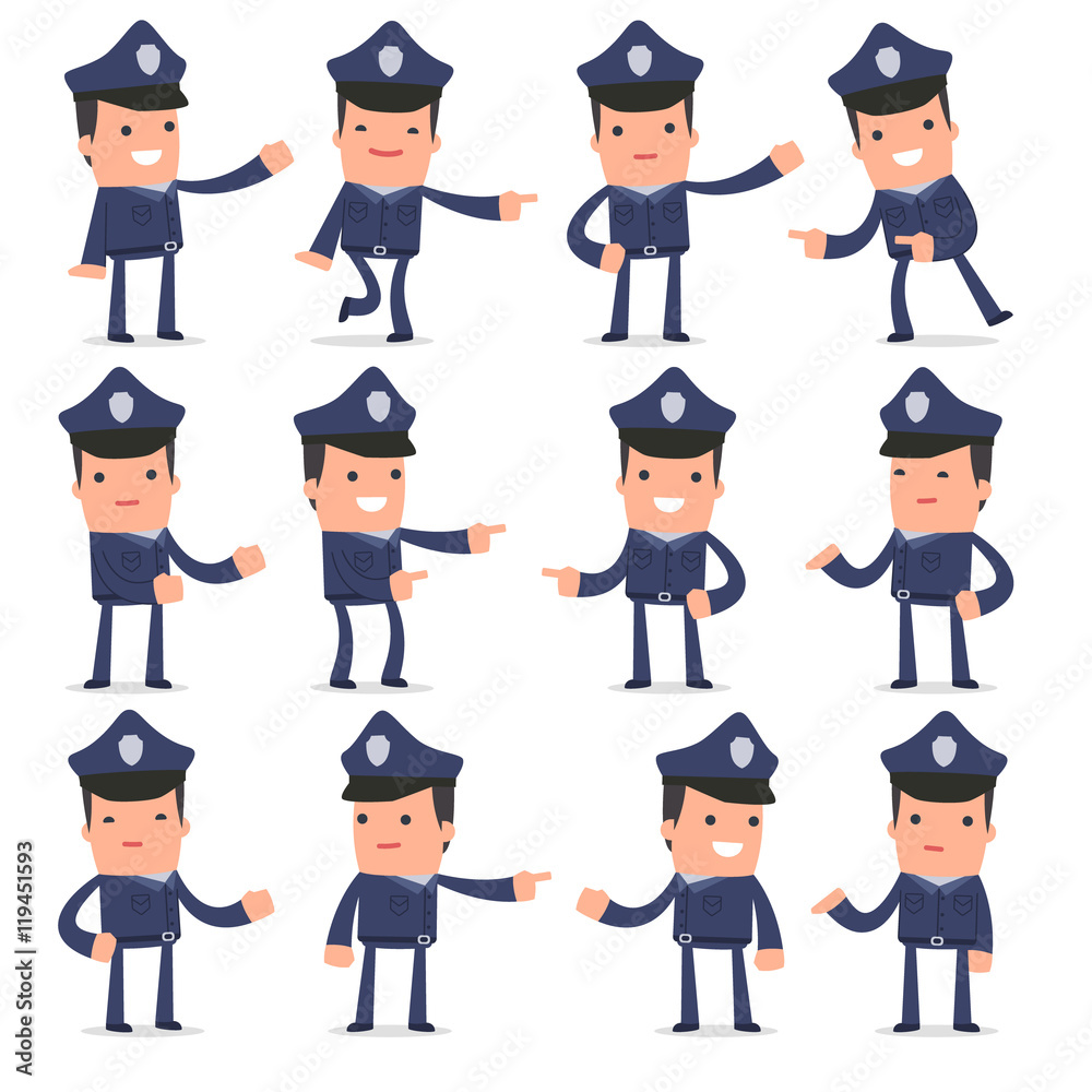 Set of Active and Positive Character Officer making presentation Set of Active and Positive Character Officer making presentation