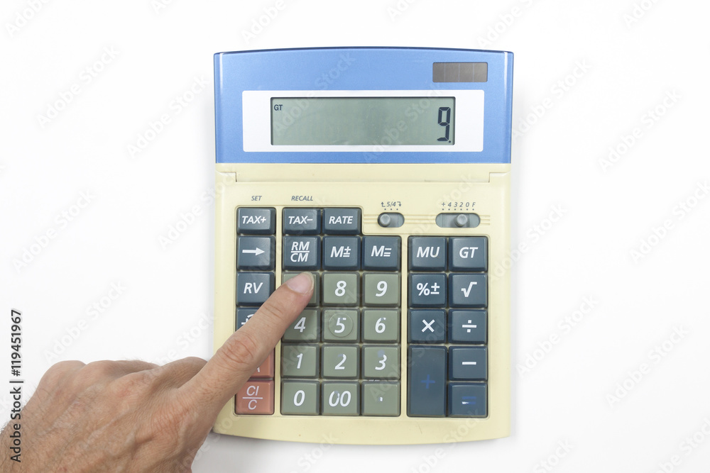 Top View of Calculator on white background. Top View of Calculator on white background.