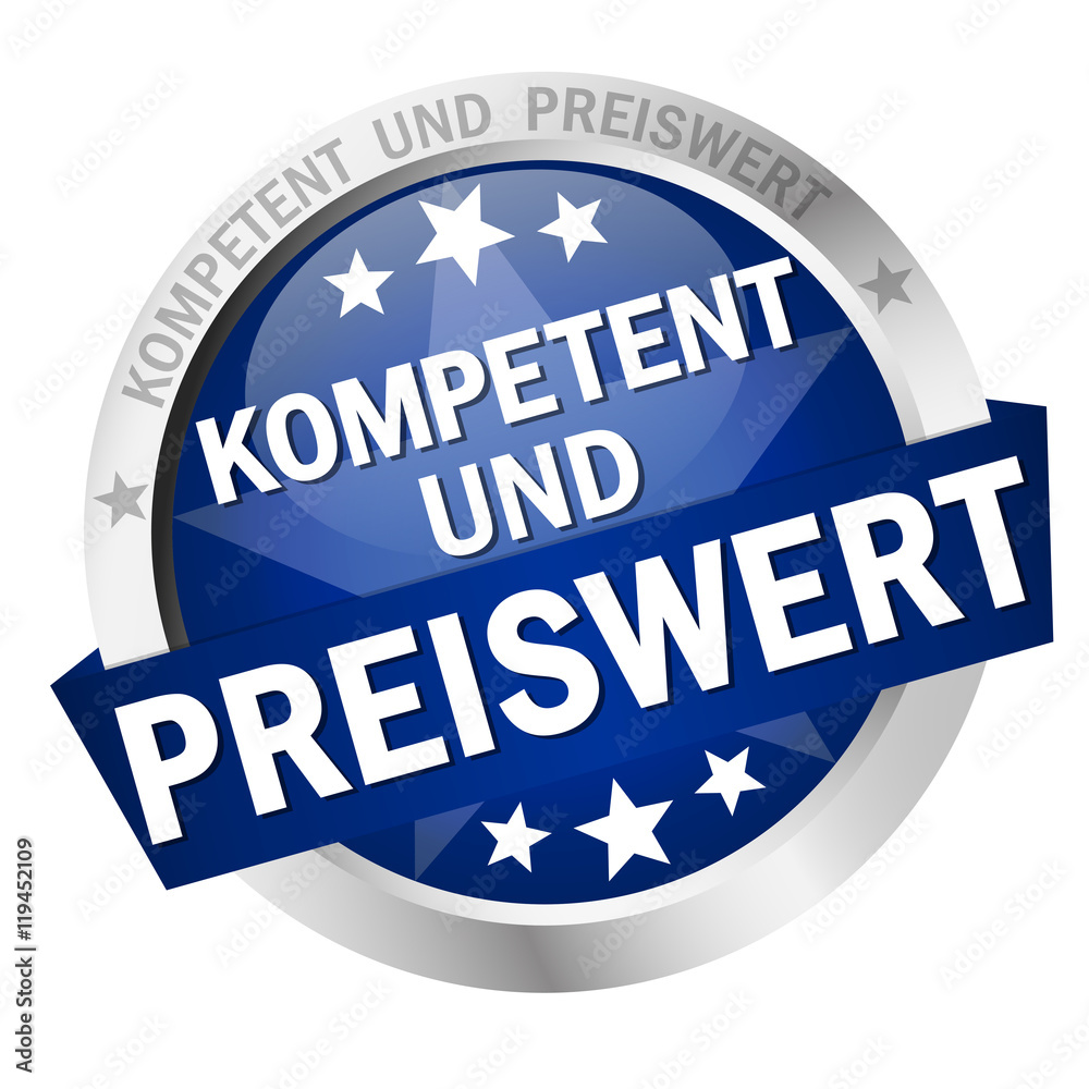 Button with Banner KOMPETENT UND PREISWERT Button with Banner KOMPETENT UND PREISWERT