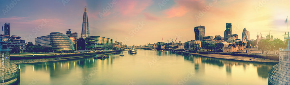 London panoramic toned picture from Tower Bridge London panoramic toned picture from Tower Bridge
