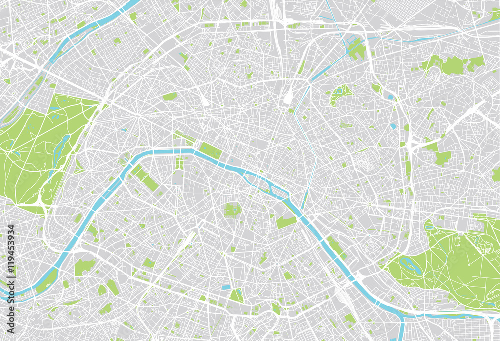 Naklejka premium Mapa miasta Paryża