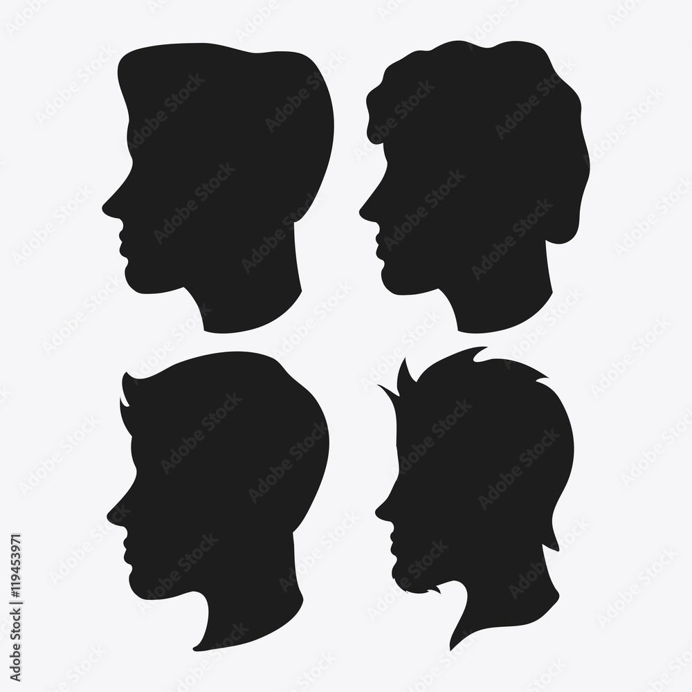 people man male head person human profile silhouette icon. Flat and Isolated design. Vector illustration