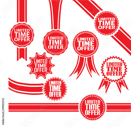 Limited time offer signs set, Limited time offerr sticker set, vector illustration