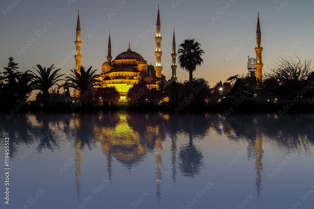 Obraz premium Blue Mosque in the night.