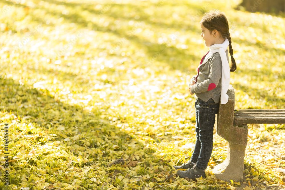 Little girl in the autumn park Little girl in the autumn park