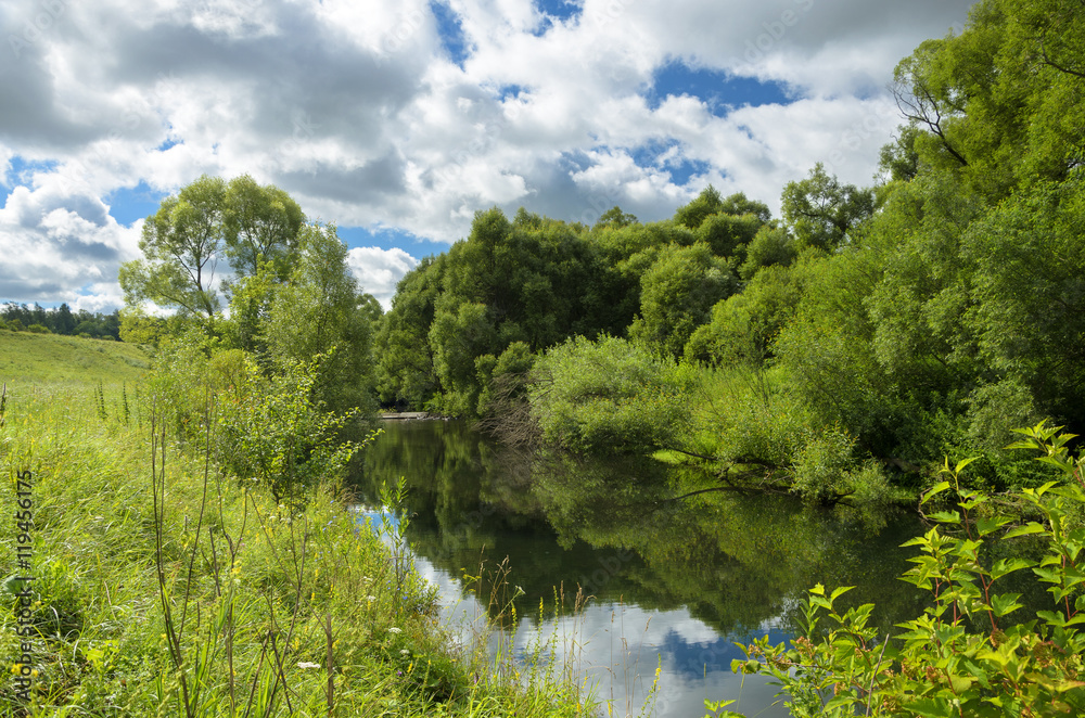 Sunny summer landscape with river Sunny summer landscape with river