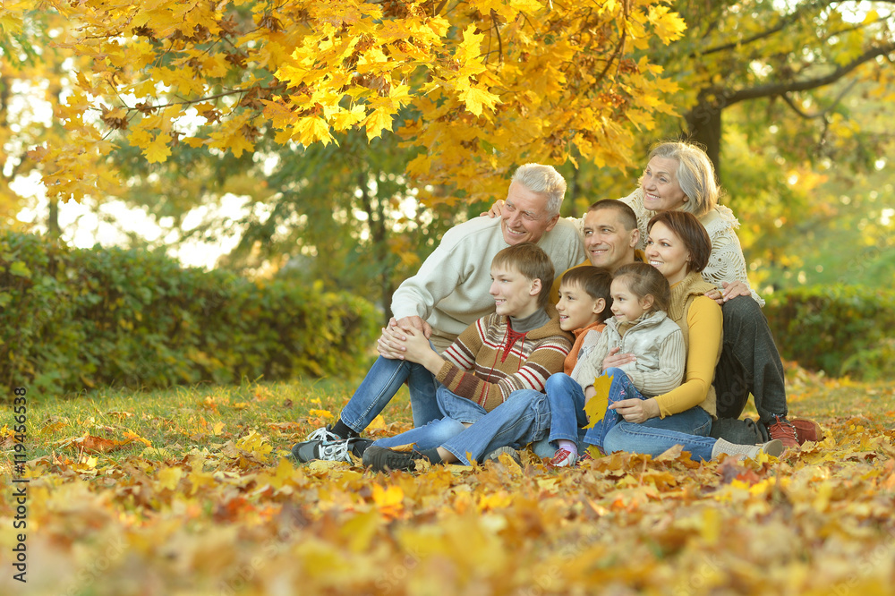 Family relaxing in autumn park Family relaxing in autumn park
