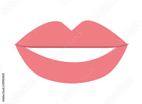 mouth lips teeth cartoon female sexy part body con. Flat and isolated design. Vector illustration