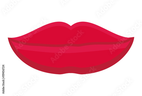 mouth lips cartoon female sexy part body con. Flat and isolated design. Vector illustration