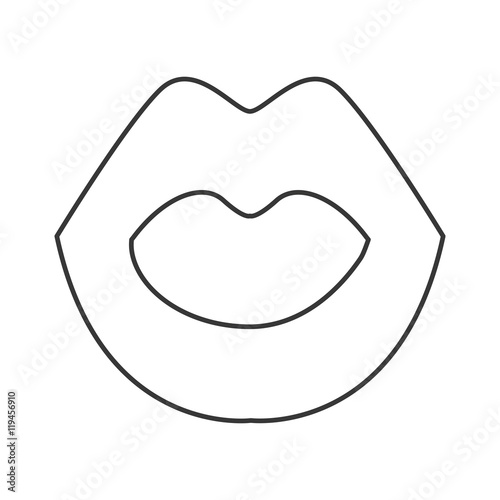 mouth silhouette lips cartoon female sexy part body con. Flat and isolated design. Vector illustration