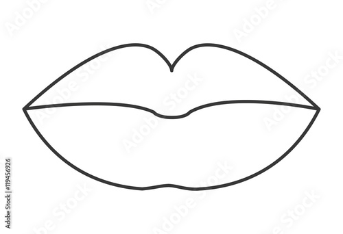 mouth silhouette lips cartoon female sexy part body con. Flat and isolated design. Vector illustration