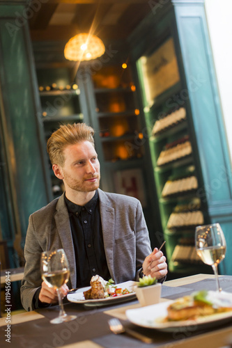 Young man in restaurant