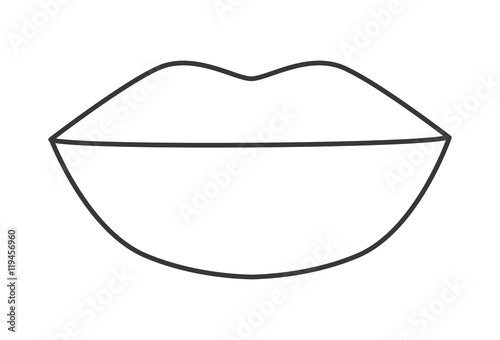 mouth silhouette lips cartoon female sexy part body con. Flat and isolated design. Vector illustration