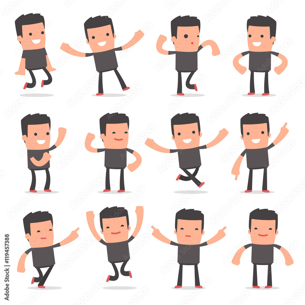 Set of Laughing and Joyful Character Bully in celebrates and jum Set of Laughing and Joyful Character Bully in celebrates and jum