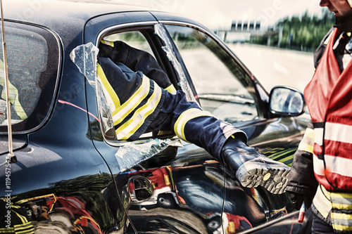 Firefighters Rescue Injured Person, Exercise photo