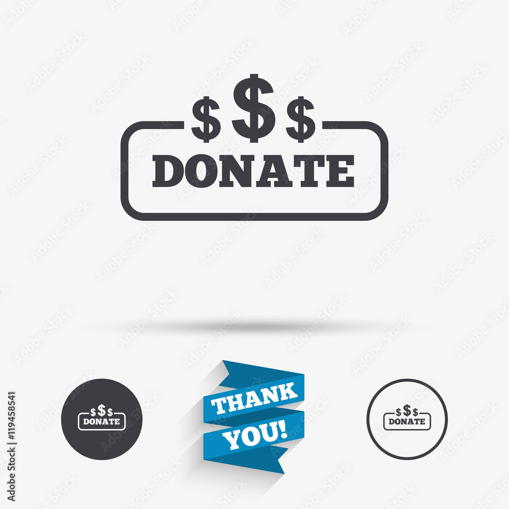 Donate sign icon. Dollar usd symbol. Donate sign icon. Dollar usd symbol.