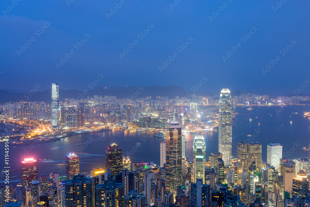 Hong Kong skyline from the peak.