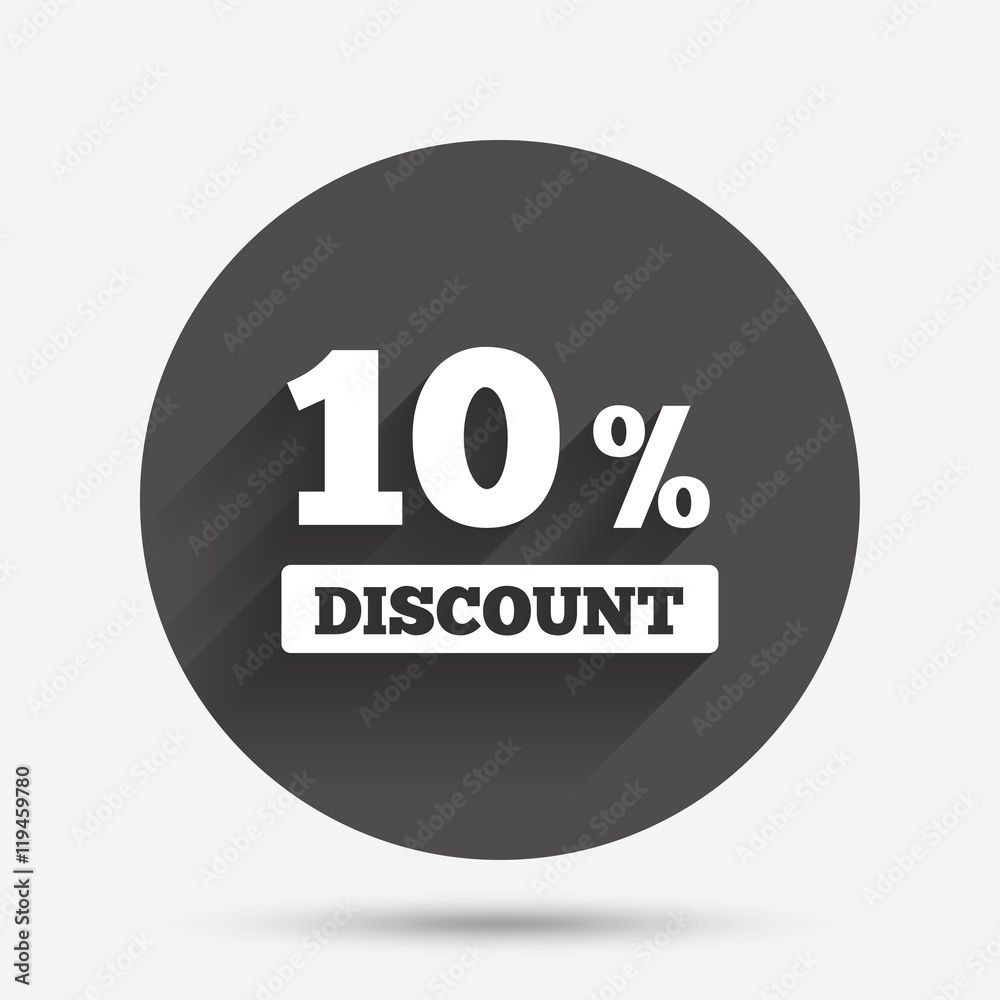 10 percent discount sign icon. Sale symbol. 10 percent discount sign icon. Sale symbol.